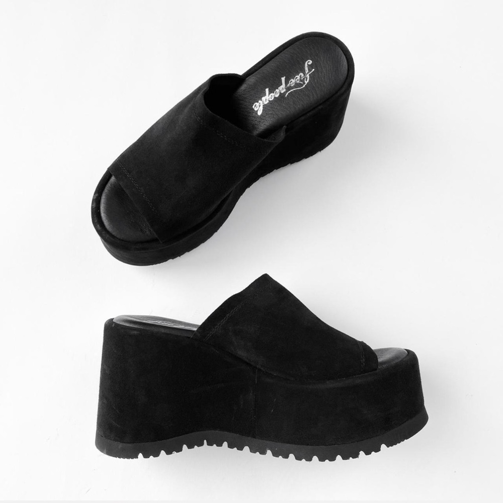 Black Free People Avery Platform Sandal